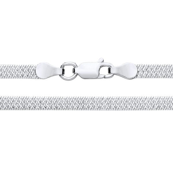 3.4MM STERLING SILVER DIAMOND CUT PATTERNED HERRINGBONE CHAIN