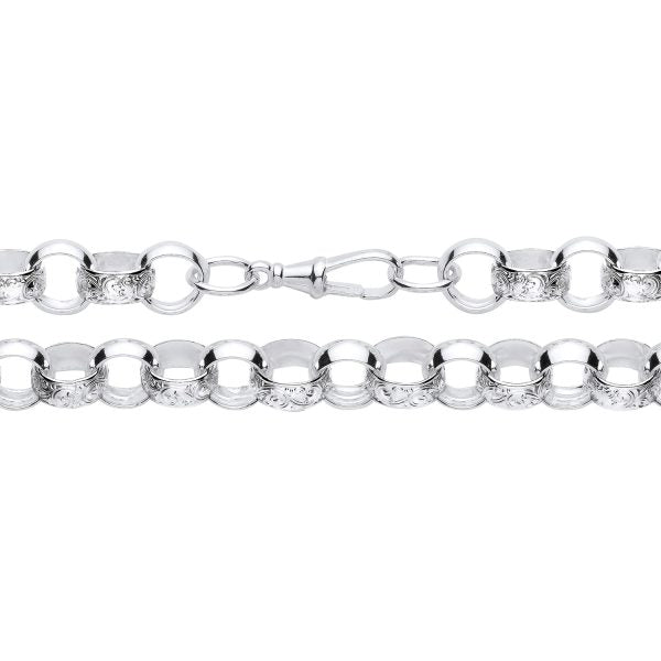 STERLING SILVER 11.5MM PATTERNED BELCHER CHAIN