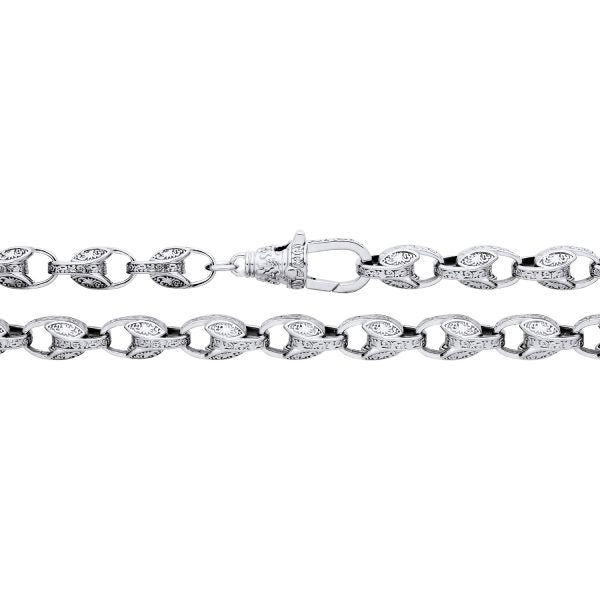 STERLING SILVER 7.5MM PATTERNED TULIP CHAIN