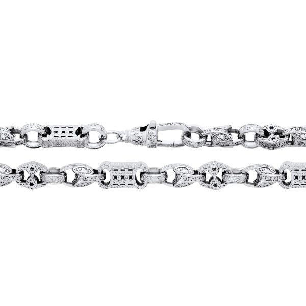 STERLING SILVER 9MM PATTERNED TULIP & BAR CHAIN
