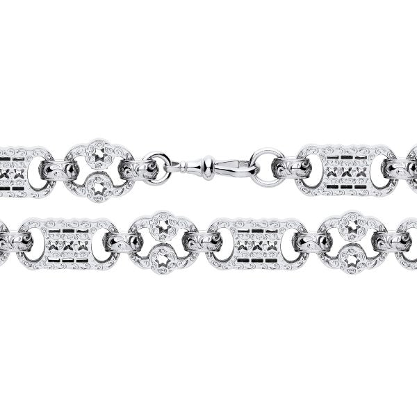 STERLING SILVER 14.5MM PATTERNED STAR & BAR CHAIN