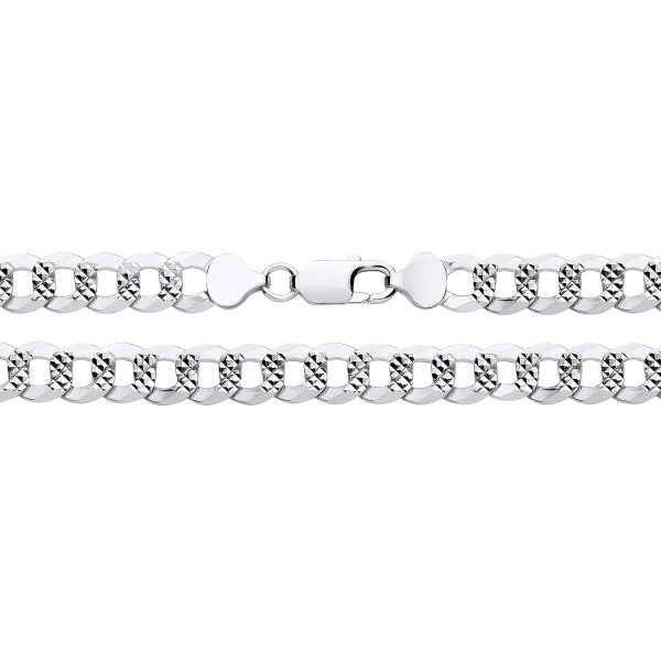 STERLING SILVER 9MM D/C PATTERNED FLAT CURB CHAIN