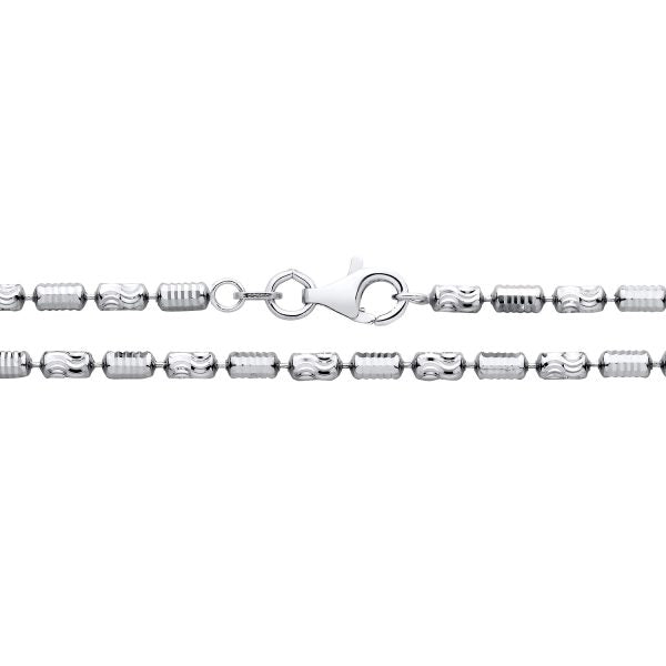 RHODIUM PLATED STERLING SILVER DIAMOND CUT BEADED CHAIN 2.5MM