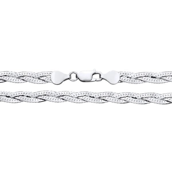 RHODIUM PLATED STERLING SILVER BRAIDED 3 LINE CHAIN 5.5MM