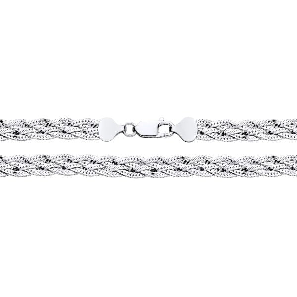RHODIUM PLATED STERLING SILVER BRAIDED 5 LINE CHAIN