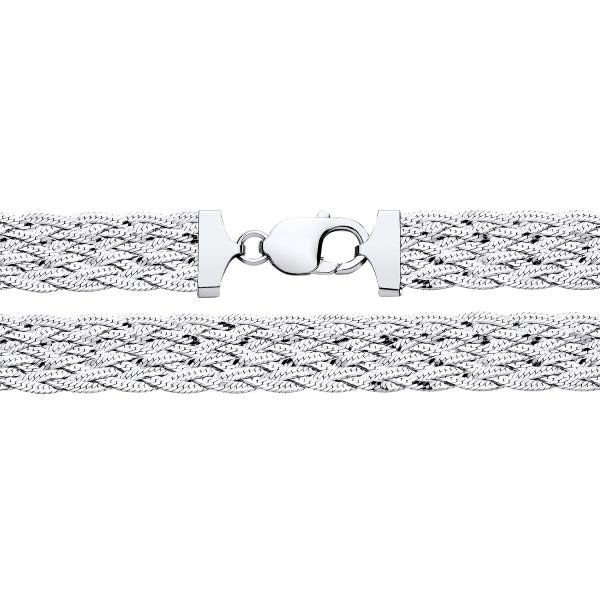 RHODIUM PLATED STERLING SILVER BRAIDED 10 LINE CHAIN