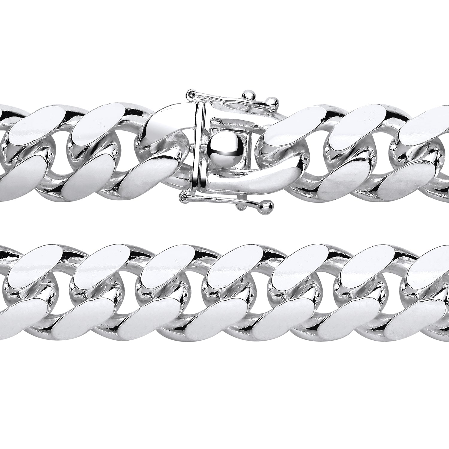 12.8MM STERLING SILVER CUBAN CHAIN BOX LOCK