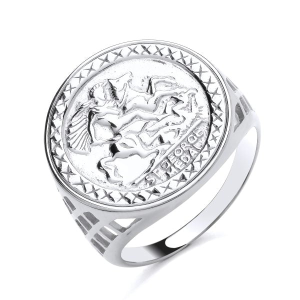 STERLING SILVER ST GEORGE COIN RING