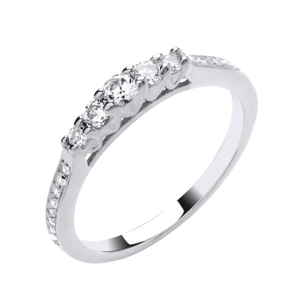 STERLING SILVER ETERNITY 5 STONE CZ RING