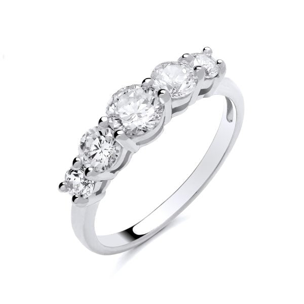 STERLING SILVER ETERNITY 5 STONE CZ RING