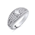STERLING SILVER SOLITAIRE PAVE CZ CHUNKY RING