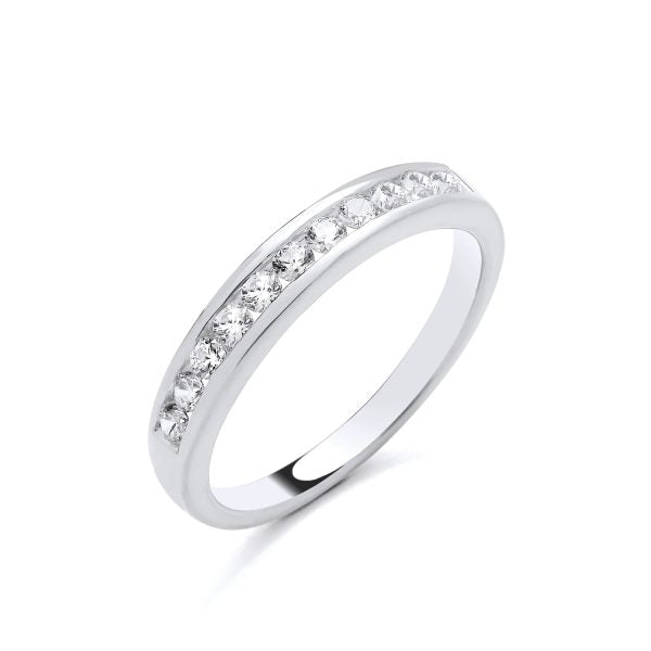 STERLING SILVER CHANNEL SET ETERNITY CZ RING