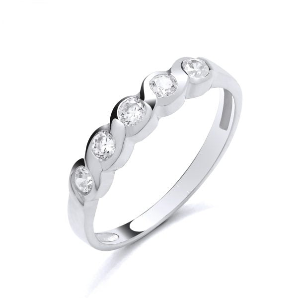 STERLING SILVER 5 STONE ETERNITY CZ RING