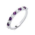 STERLING SILVER SIMULATED AMETHYST & CZ ETERNITY RING
