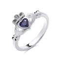 STERLING SILVER SIMULATED TANZANITE CLADDAGH RING