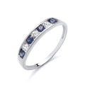 STERLING SILVER SIMULATED SAPPHIRE & CZ ETERNITY RING