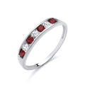 STERLING SILVER SIMULATED RUBY & CZ ETERNITY RING