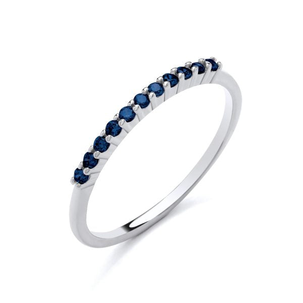 STERLING SILVER SIMULATED SAPPHIRE ETERNITY BAND RING