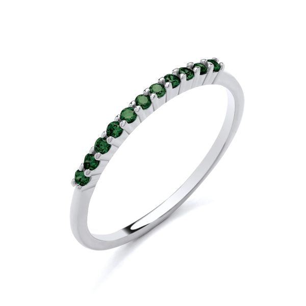 STERLING SILVER SIMULATED EMERALD ETERNITY BAND RING