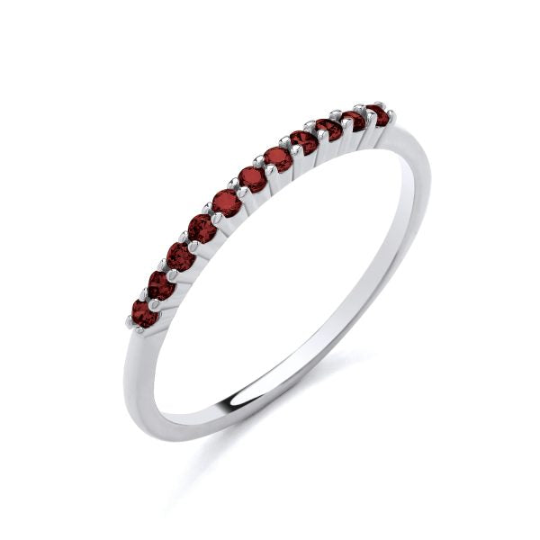 STERLING SILVER SIMULATED RUBY ETERNITY BAND RING