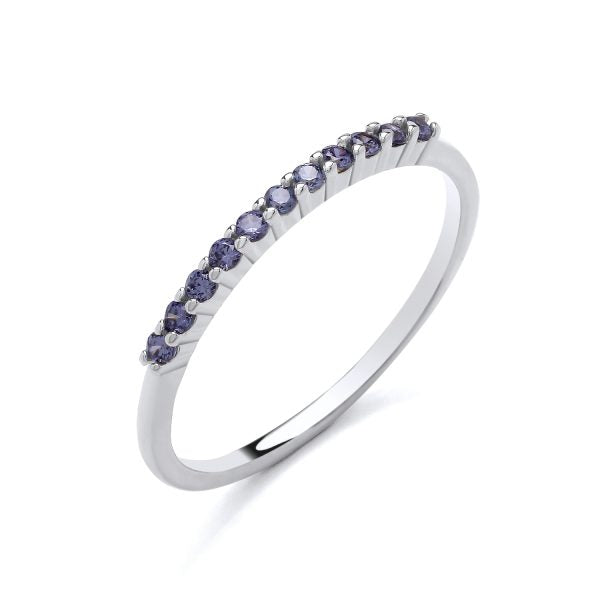 STERLING SILVER SIMULATED TANZANITE ETERNITY BAND RING