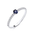 STERLING SILVER OVAL SIMULATED SAPPHIRE & CZ RING