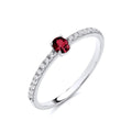 STERLING SILVER OVAL SIMULATED RUBY & CZ RING