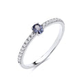 STERLING SILVER OVAL SIMULATED TANZANITE & CZ RING