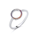 STERLING SILVER RAINBOW CZ CIRCLE RING
