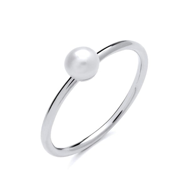 STERLING SILVER FRESHWATER PEARL SOLITAIRE RING