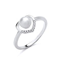 STERLING SILVER FRESHWATER PEARL & CZ HEART RING
