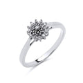 STERLING SILVER NATURAL DIAMOND CLUSTER RING