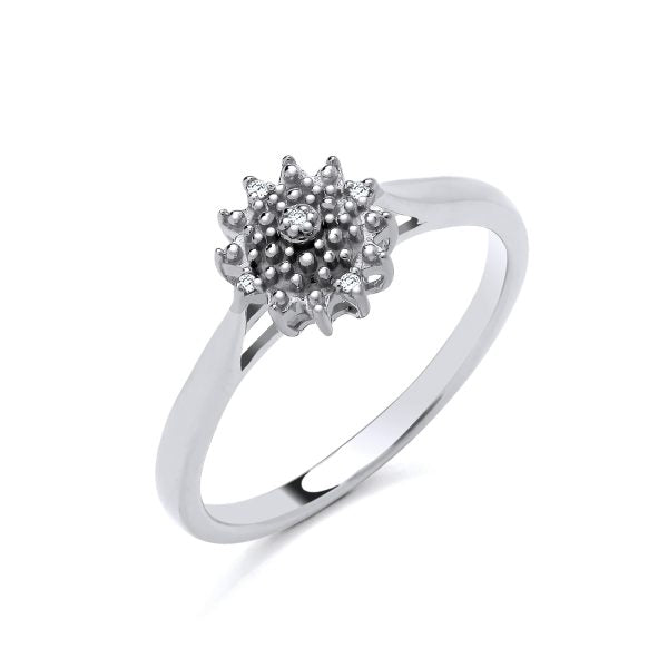 STERLING SILVER NATURAL DIAMOND CLUSTER RING