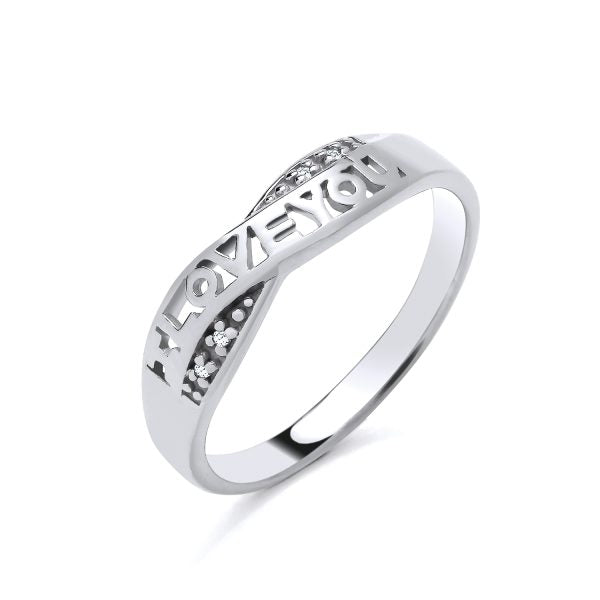 STERLING SILVER NATURAL DIAMOND I LOVE YOU RING