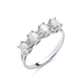 STERLING SILVER NATURAL OPAL & DIAMOND ETERNITY RING