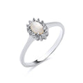 STERLING SILVER NATURAL OPAL & DIAMOND CLUSTER RING