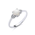 STERLING SILVER NATURAL OPAL & DIAMOND RING