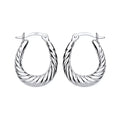 STERLING SILVER PATTERNED OVAL CREOLE EARRINGS