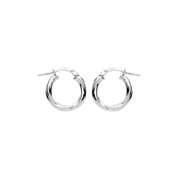 STERLING SILVER 15MM TWIST HOOP EARRINGS
