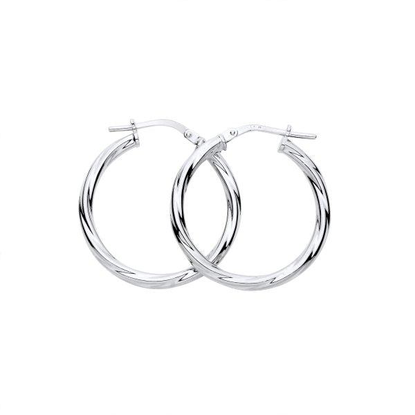 STERLING SILVER 25MM TWIST HOOP EARRINGS