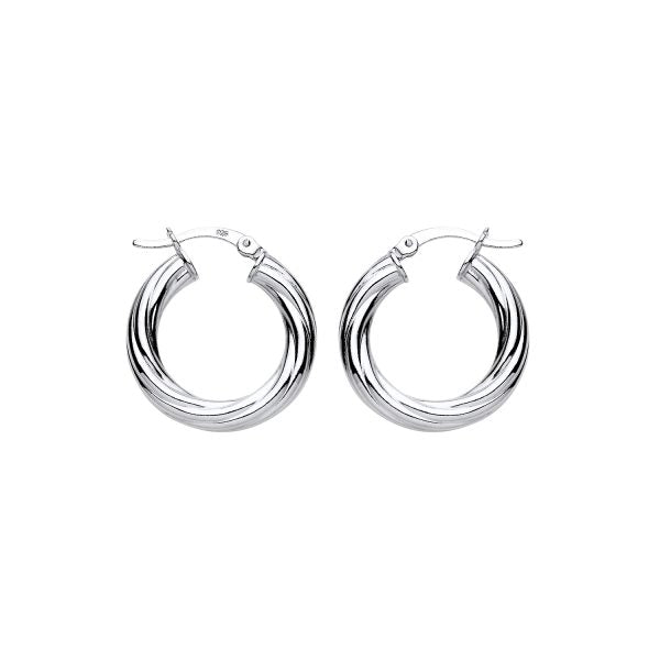 STERLING SILVER 22MM CHUNKY TWISTED HOOP EARRINGS