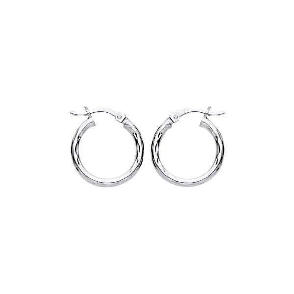 STERLING SILVER 16MM D/C HOOP EARRINGS