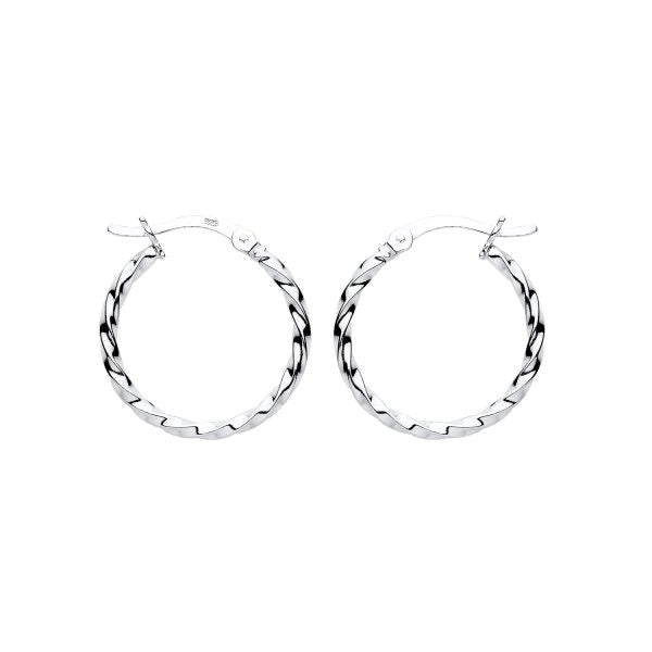 STERLING SILVER 18MM TWIST HOOP EARRINGS