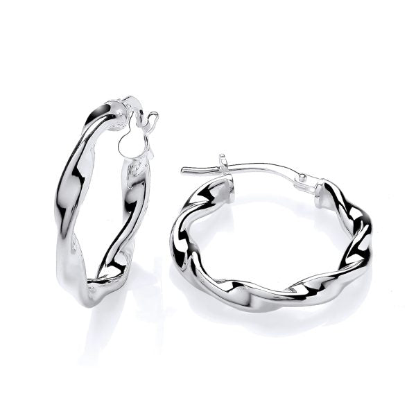 STERLING SILVER 21MM TWISTED HOOP EARRINGS