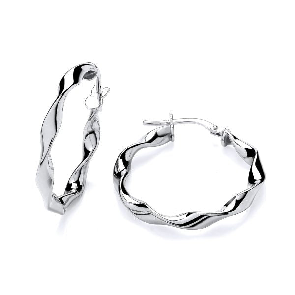 STERLING SILVER 26MM TWISTED HOOP EARRINGS