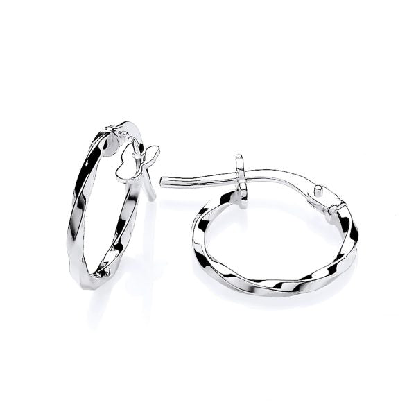 STERLING SILVER 13.5MM TWIST HOOP EARRINGS