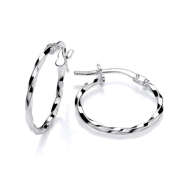 STERLING SILVER 17.5MM TWIST HOOP EARRINGS