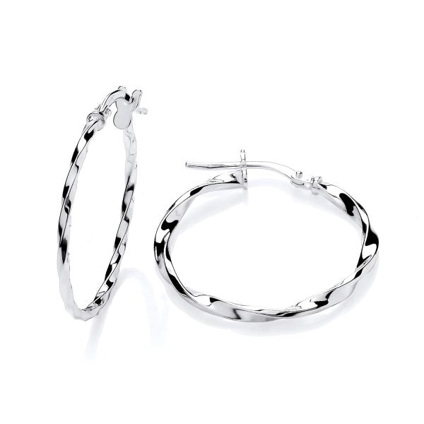 STERLING SILVER 23MM TWIST HOOP EARRINGS