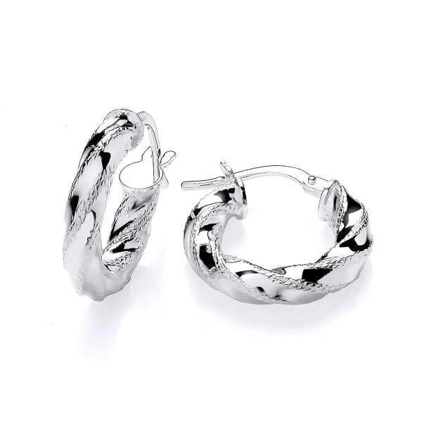 STERLING SILVER 17.5MM D/C TWIST HOOP EARRINGS