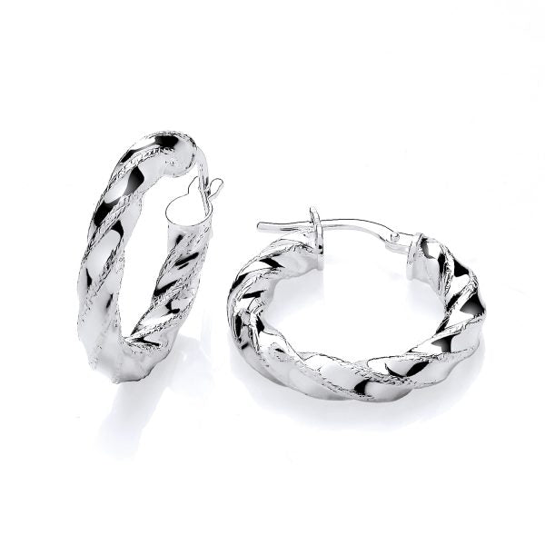 STERLING SILVER 22MM D/C TWIST HOOP EARRINGS